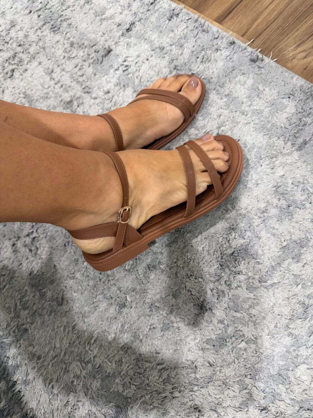 Women's Brown Strappy Flat Sandals - Size 6 - New Never Worn